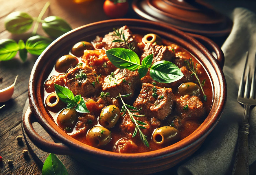 Recipe of Corsican veal sautéed with olives